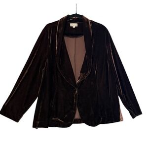Cloth & Portrait Dark Academia Brown Velvet Blazer Shawl Collar Jacket XXL Goth